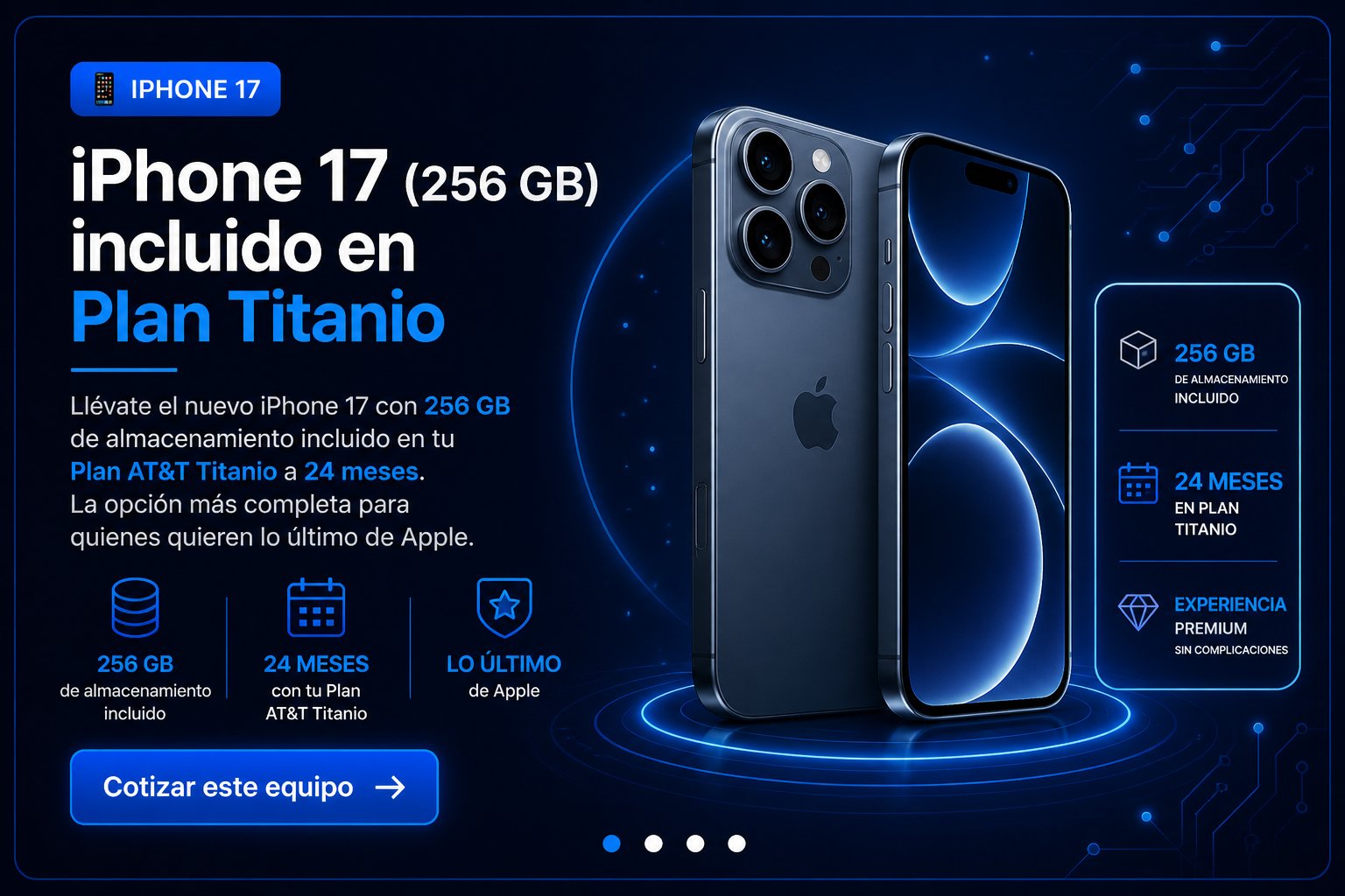 iPhone 17 256GB incluido en Plan AT&T Titanio a 24 meses