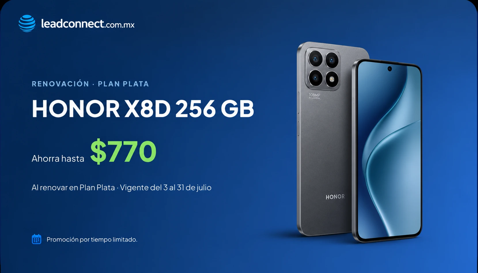 HONOR X8D 256 GB en Plan Plata - ahorra hasta $770 al renovar